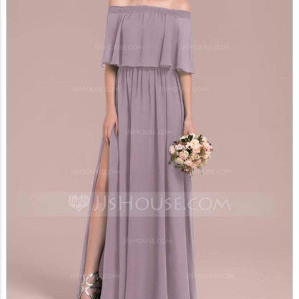 Strapless Lavender Dress with Leg Slit
